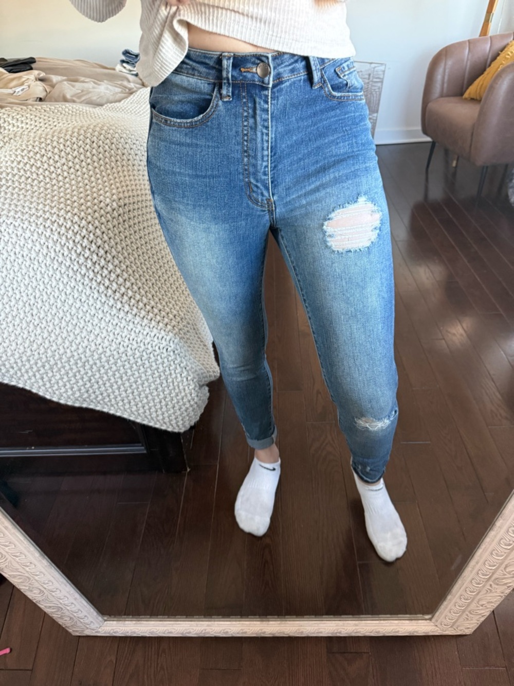 Lulu's Dogma High-Rise Distressed Skinny Jeans